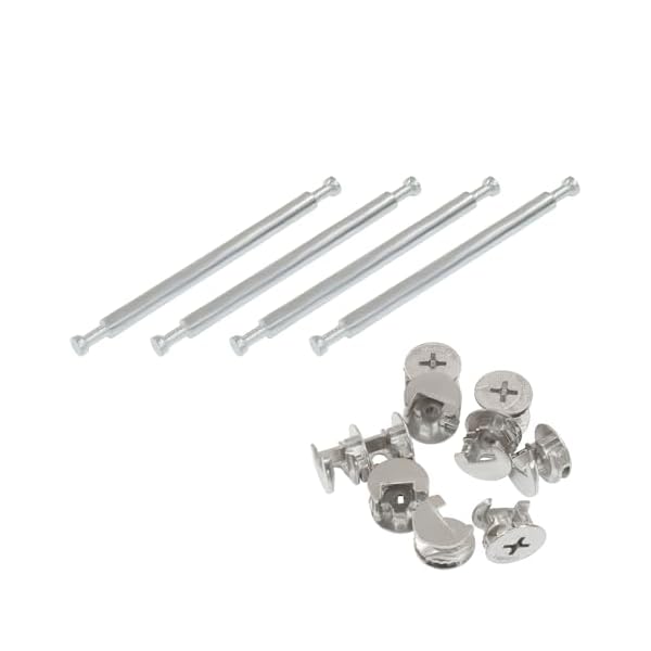 10 Set Double End Head Rod Furniture Connecting Cam Lock Fittings Assortment Kit, 84mm Furniture Board Panel Connection Accessories for Wardrobe/Drawer/Closets/Bed