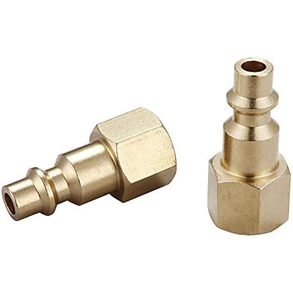 Air Hose Fittings And Air Coupler Plug, Air Compressor Quick-Connect FNPT Female Plug Kit (Industrial Type D, 1/4-Inch NPT Female Thread, Solid Brass, 2 Piece)