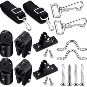 12 Pcs Bimini Top Hardware Fittings Set Includes Adjustable Bimini Top Straps with Loops and Loop Snap Hooks Pad Eye 7/8 Inches Boat Jaw Slide 7/8 Inches Cap Eye End Deck Hinge for Boat