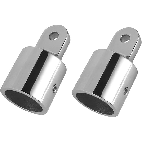 2 PCS Bimini Top Cap External Eye End Boat Fittings Stainless Steel Marine Hardware, Fits 7/8 inches OD Round Tubing