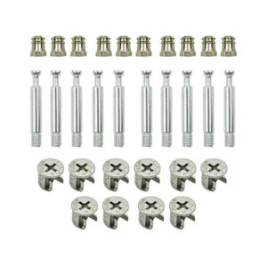10Set Cabinet Furniture Connecting Cam Fitting with Dowel and Pre-Inserted Nut