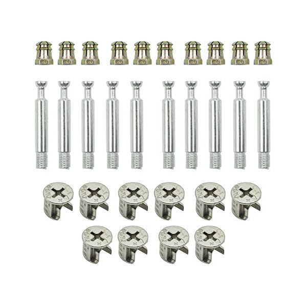 10Set Cabinet Furniture Connecting Cam Fitting with Dowel and Pre-Inserted Nut