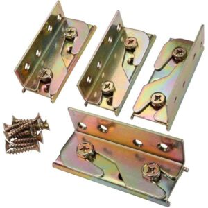 Bed Rail Brackets - Wooden Bed Frame Hardware - Heavy Duty Non-Mortise Bed Rail Fittings - Set of 4 (Screws Included)