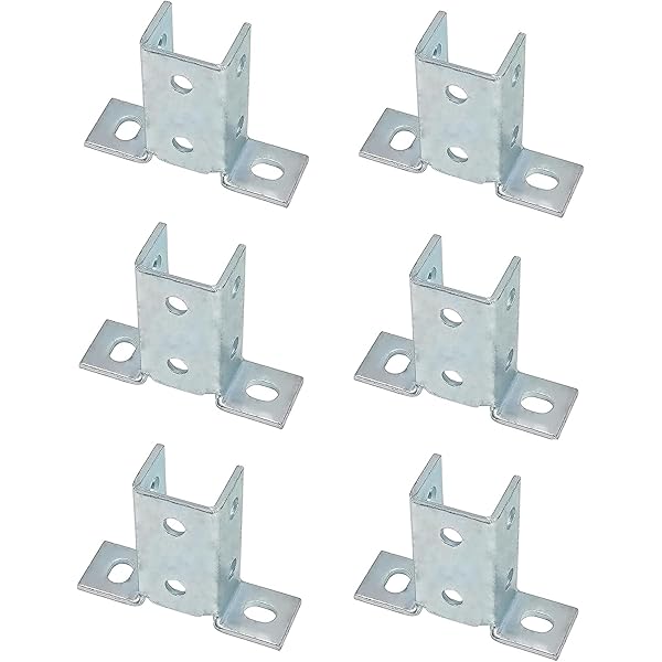 8 Hole Wing Shape 90 Degree Fitting Connector Bracket Braces Fit for 1/2" Bolt in 1 5/8" Strut Channel, 6 Pack