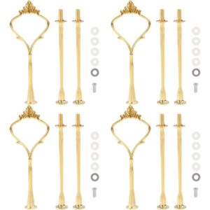 4 Sets of 3 Tier Cake Stand Hardware, 2 Styles Golden Tiered Fruit Dessert Serving Tray With Handle, Cupcake Plate Fitting Holder