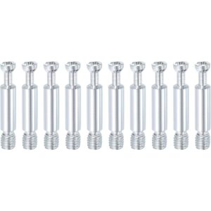 10Pcs 35mm Furniture Connecting Fittings, Thread Bolts Dowels Screws, Metal Dowel Fitting Fasteners for Cabinet Drawer and Wardrobe Furniture, Silver