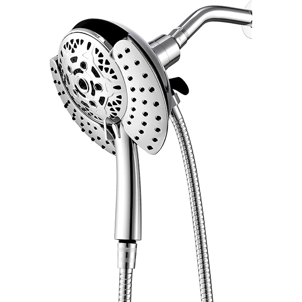 Shower Head with Handheld High Pressure: Hand Held Shower Head & Rain Shower Head 2-IN-1 Shower Head with 59" Rotatable Stainless Steel Hose, Shower Trim Systems