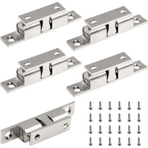 5Pcs 2.75"/ 70mm Double Ball Tension Roller Catch Latch, Solid Brass Hardware Fitting with Screws for Cabinet, Closet & Furniture Door, Chromium Plated