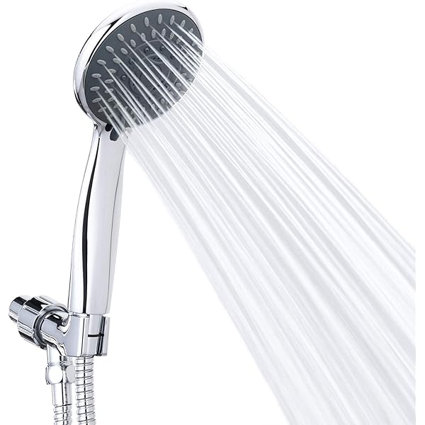 High Pressure Handheld Shower Head 5-Settings Powerful Water Spray Shower Head against Low Pressure Water Flow with Stainless Hose and Adjustable Mount