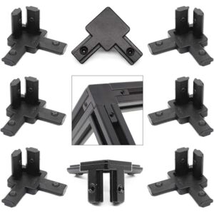 8Pcs 2020 Aluminum Extrusion T Slot Corner Bracket 20 Series Extruded Hardware 3 Way Tri Connector with Set Screw for 20/20 2040 T V Slot Black Aluminum Profile Frame Fitting