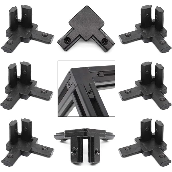 8Pcs 2020 Aluminum Extrusion T Slot Corner Bracket 20 Series Extruded Hardware 3 Way Tri Connector with Set Screw for 20/20 2040 T V Slot Black Aluminum Profile Frame Fitting