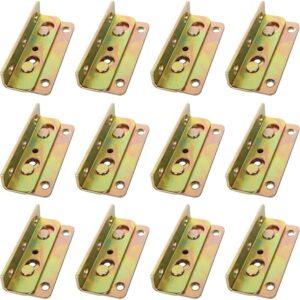 12PCS Bed Frame Brackets,Bed Rail Brackets Heavy Duty, Wooden Bed Rail Fittings, Rust Proof Bed Frame Hardware Brackets Kit for Connecting to Wood, Headboards and Foot-Boards