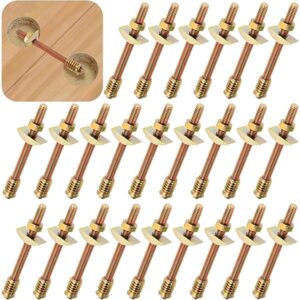 24 Sets Bed Frame Hardware Connector Kit, 8x100 mm 4-in-1 Furniture Fastening Countertop Connector Bolts, Half Moon Spacers Table Combination Bolt Nut Thread for Panel, Chair, Head Board