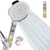Filtered Shower Head with Handheld, High Pressure 6 Spray Mode Showerhead with Filters, Water Softener Filters Beads for Hard Water - Remove Chlorine - Reduces Dry Itchy Skin, Chrome