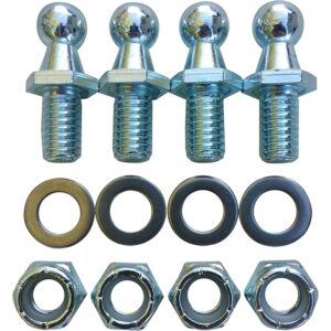 (4 Pack) 10mm Ball Studs with Hardware - 5/16-18 Thread x 1/2" Long Shank - Gas Lift Support Strut Fitting